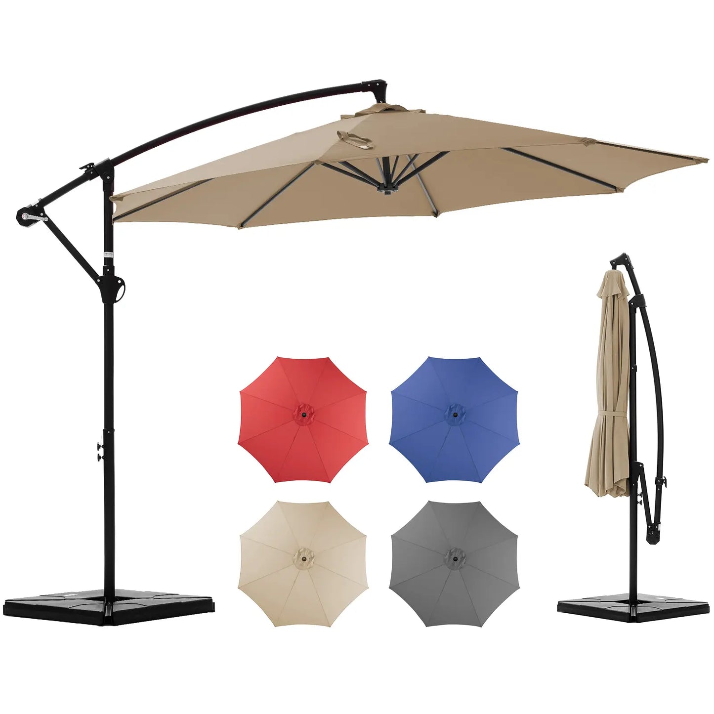 10ft Cantilever Patio Umbrella with Weighted Base