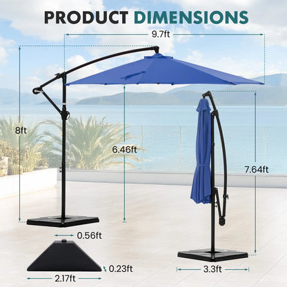 10ft Cantilever Patio Umbrella with Weighted Base