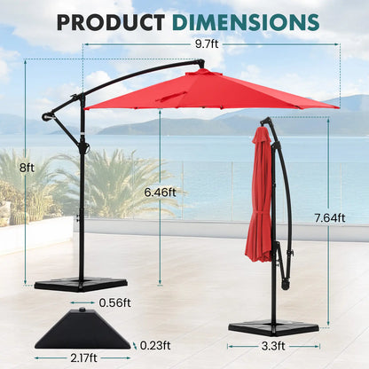 10ft Cantilever Patio Umbrella with Weighted Base
