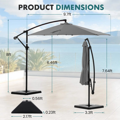 10ft Cantilever Patio Umbrella with Weighted Base