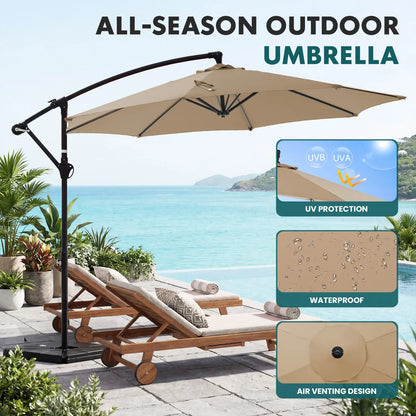 10ft Cantilever Patio Umbrella with Weighted Base