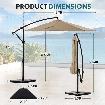 10ft Cantilever Patio Umbrella with Weighted Base