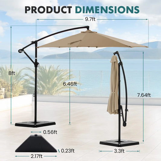 10ft Cantilever Patio Umbrella with Weighted Base