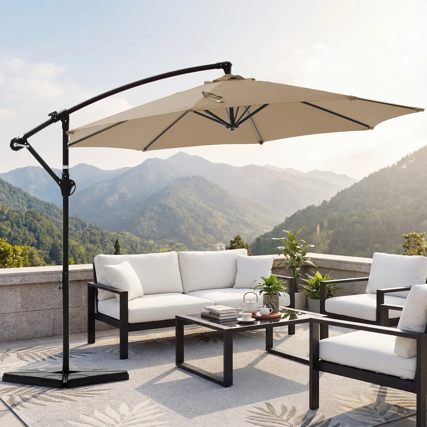 10ft Cantilever Patio Umbrella with Weighted Base