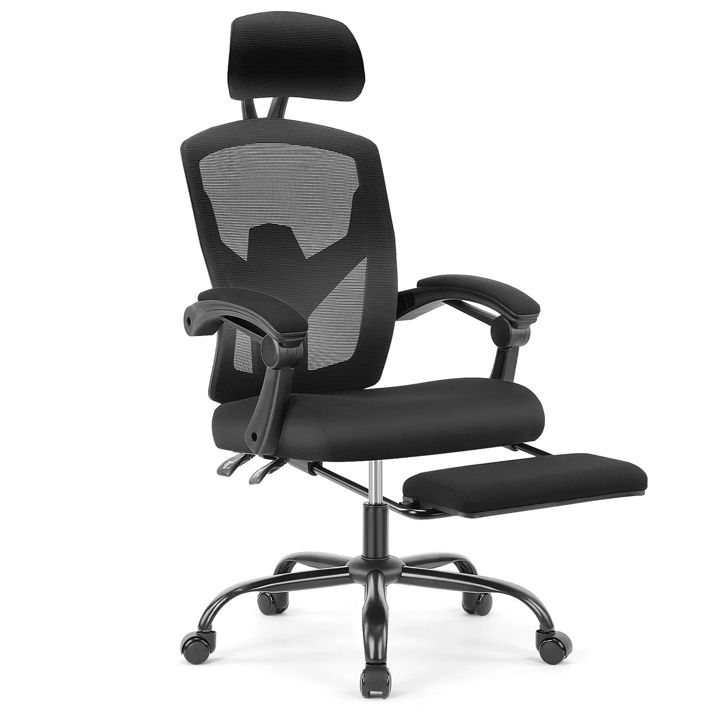 Ergonomic Mesh Office Chair with Retractable Footrest