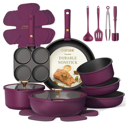 21-Piece Nonstick Cookware Set with Removable Handles
