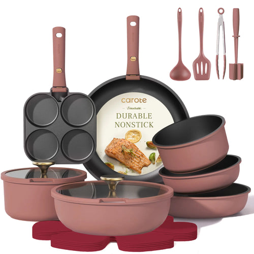 21-Piece Nonstick Cookware Set with Removable Handles