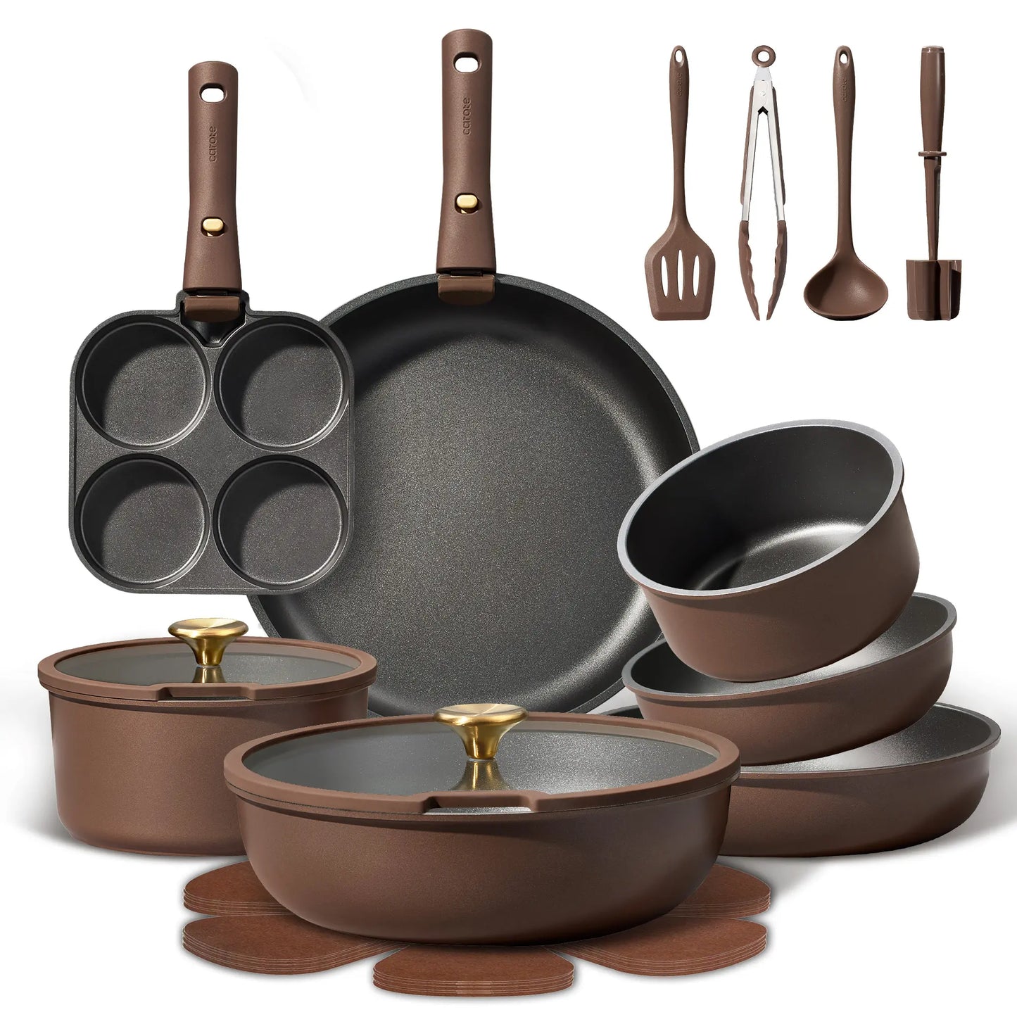 21-Piece Nonstick Cookware Set with Removable Handles