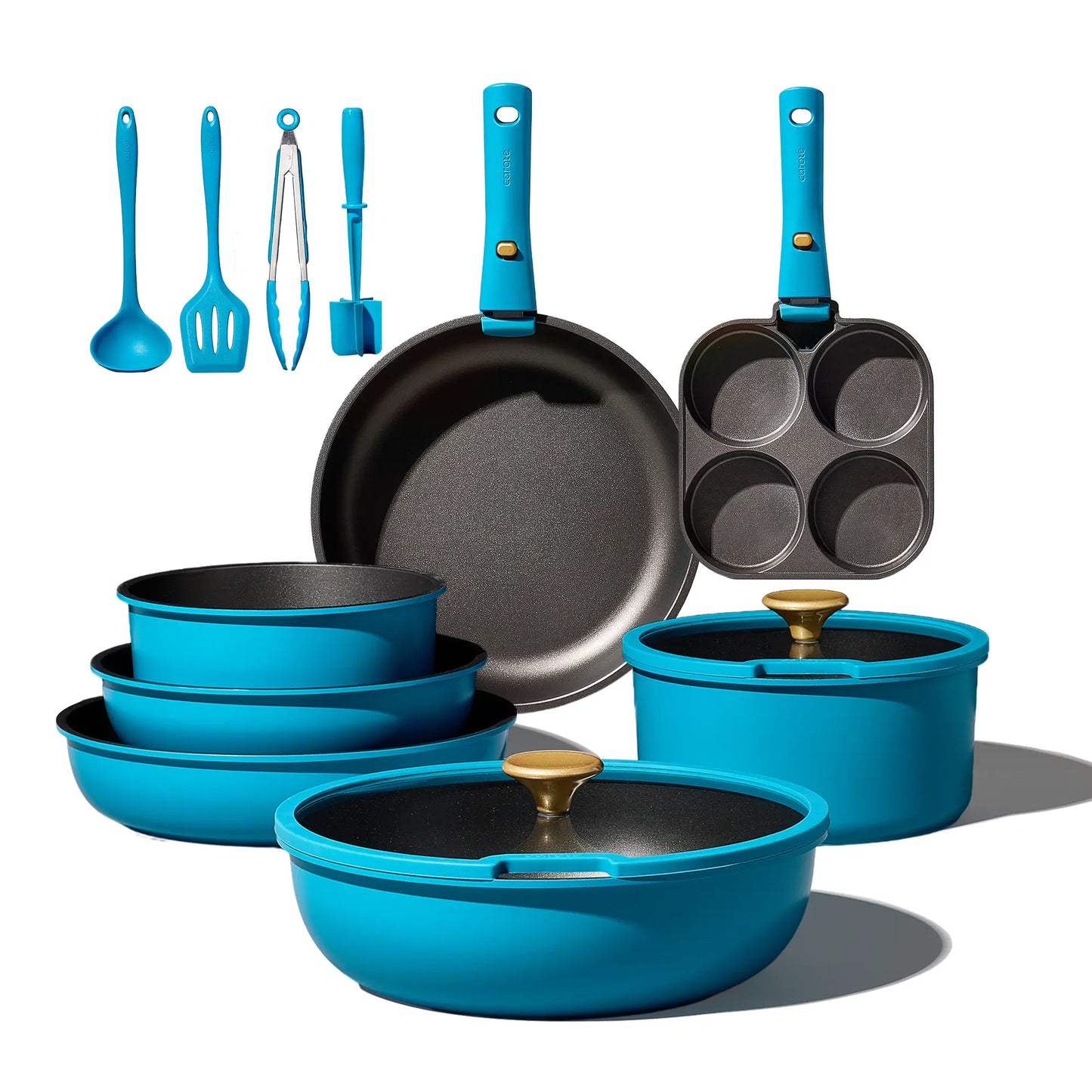 21-Piece Nonstick Cookware Set with Removable Handles