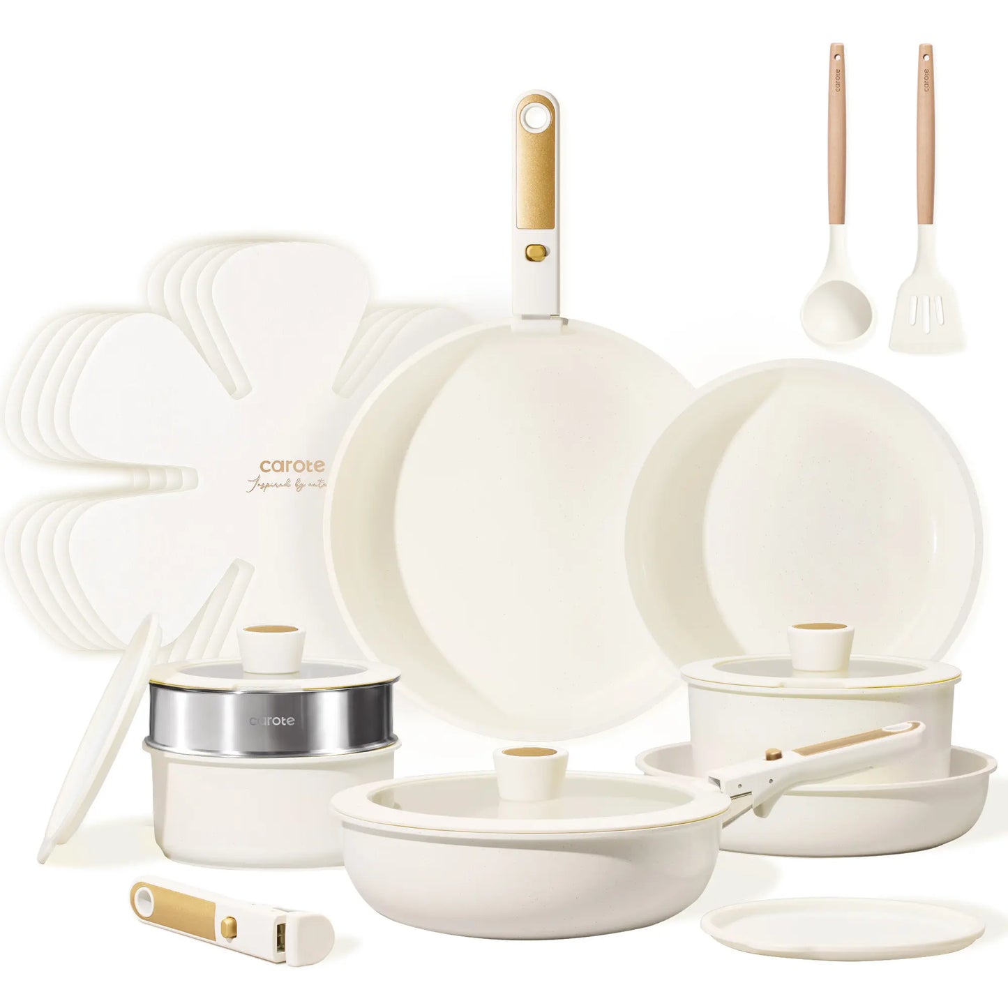 21-Piece Nonstick Cookware Set with Removable Handles