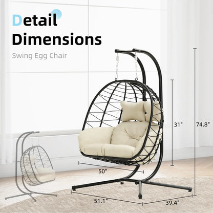 Double Hanging Egg Chair with Premium Cushions