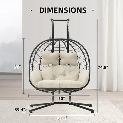 Double Hanging Egg Chair with Premium Cushions