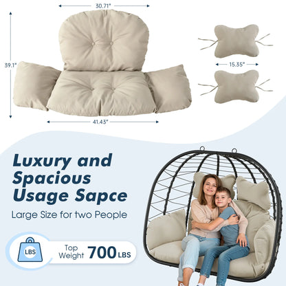 Double Hanging Egg Chair with Premium Cushions
