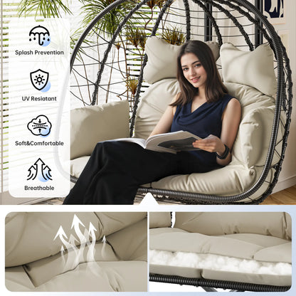 Double Hanging Egg Chair with Premium Cushions