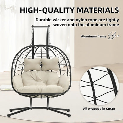 Double Hanging Egg Chair with Premium Cushions