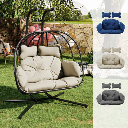Double Hanging Egg Chair with Premium Cushions