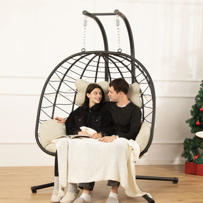Double Hanging Egg Chair with Premium Cushions