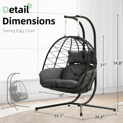 Double Hanging Egg Chair with Premium Cushions