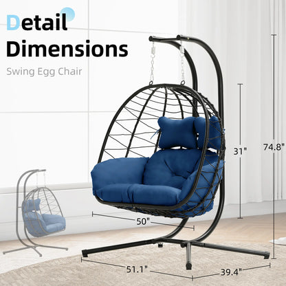 Double Hanging Egg Chair with Premium Cushions