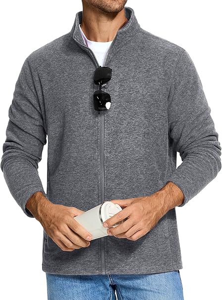 Mens Fleece Jacket Full Zip Lightweight Warm
