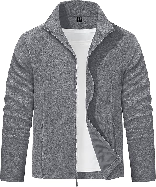 Mens Fleece Jacket Full Zip Lightweight Warm