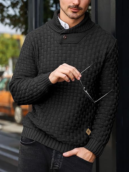 Mens Knitted Sweater Crew Neck Warm Long