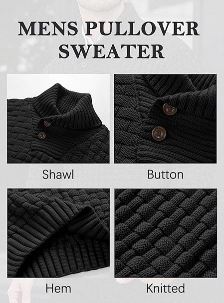 Mens Knitted Sweater Crew Neck Warm Long